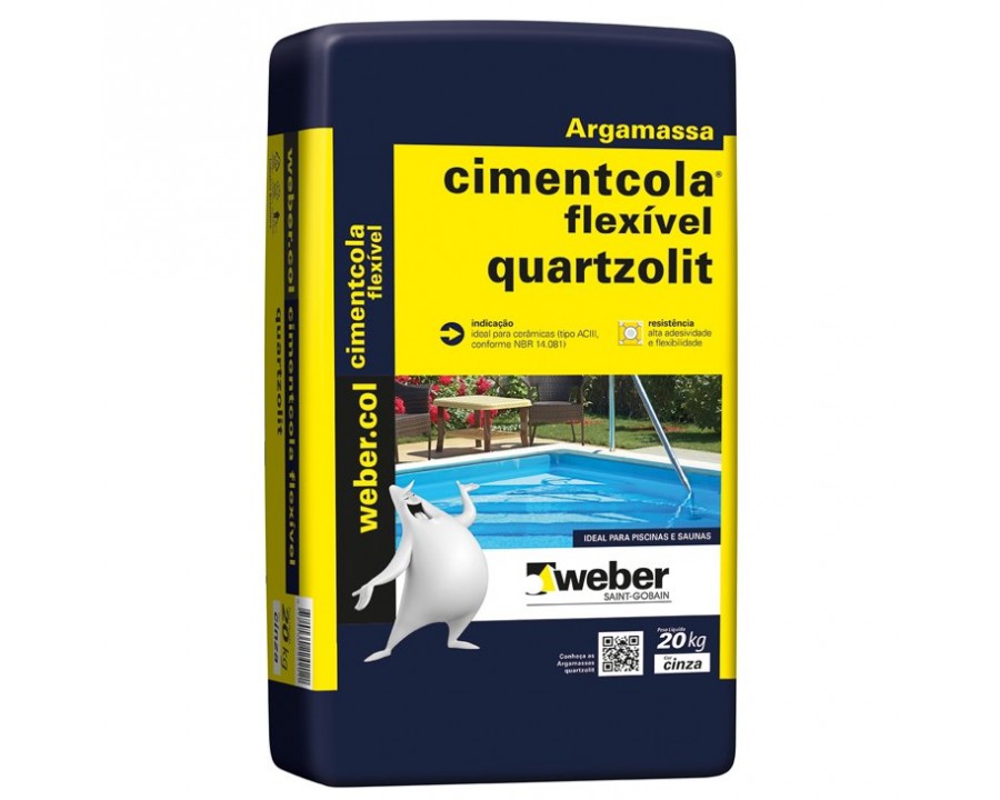 Argamassa quartzolit ac3 flexivel 20 kg cinza